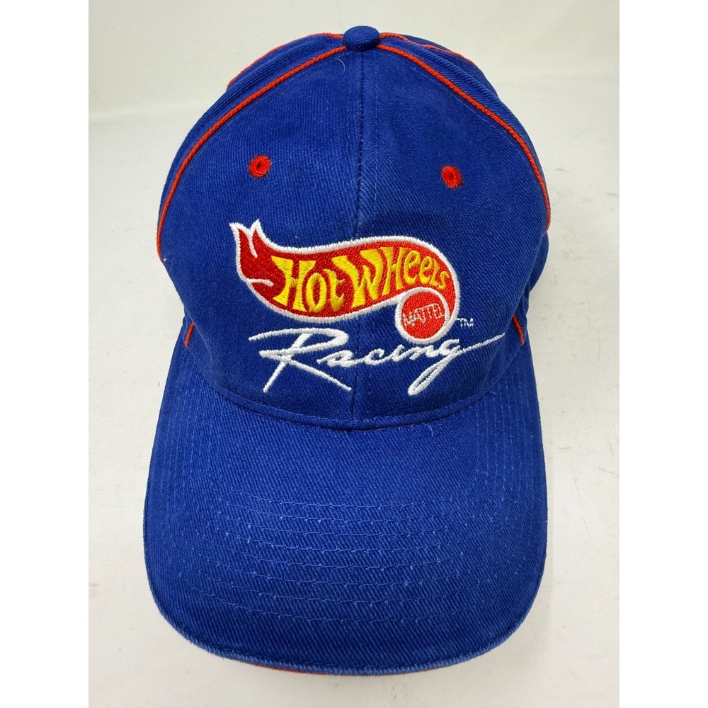 Vtg Hot Wheels Racing Snapback Hat NASCAR Blue Red 1999 Hong Kong Cap
